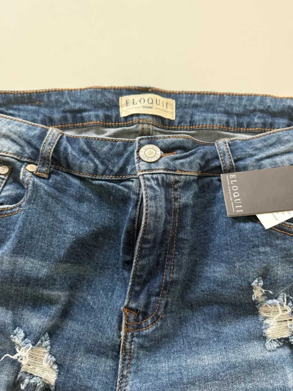 NWT Eloqui Distressed Denim Shorts